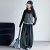 Conjunto de otoño para niñas 2026 nuevo estilo coreano a rayas de dos piezas con pantalones de pierna ancha de manga larga para niños mayores, ropa de otoño muy elegante