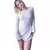 Otoño 2026 Europeo y Americano Amazon Vestido de Punto Sexy Ajustado de Color Sólido con Mangas Largas Acampanadas y Espalda Descubierta en Forma de U para Mujer