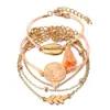 Popular Pulsera de Mano Transfronteriza Europea y Americana Set de Pulseras con Borla de Aleación y Concha Pulsera de Múltiples Piezas Esmaltada Accesorios de Moda para Mujer