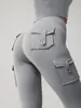 Calça esportiva de trabalho multi-bolsos Mingda, cintura alta, levanta bumbum, sem bordas que enrolam, curvas lisas na cintura e no quadril, calça para corrida, treino, yoga