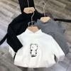 Momo Nueva Camisa de terciopelo de cuello medio alto para niños y niñas de otoño e invierno, camiseta cálida para niños, camiseta de manga larga, moda