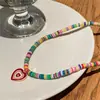 2023 Nuevo Color Colgante de Corazón Diseño de Nicho Collar de Color Contrastante para Mujer Cadena para Clavícula Dulce Fresca con Perlas Venta al por Mayor