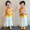 Conjunto de Estilo Chino para Niñas Verano 2026 Nuevo Modelo Infantil Nuevo Estilo Chino Hanfu Moda de Verano para Bebé Conjunto de Dos Piezas de Mariposa