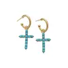 Nuevos pendientes de estilo europeo y americano con aguja de plata y detalles de diamantes en forma de cruz C, pendientes de diseño único, modernos y versátiles para el uso diario