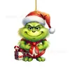 Nuevo Colgante Creativo de Dibujos Animados Navideños Transfronterizos del Grinch Colgante Plano Acrílico Decoraciones para Árbol de Navidad
