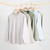 Camiseta de Algodón Peinado 300g Peso Pesado Algodón Puro Manga Larga Hombre Holgada Estilo Americano Color Sólido Camiseta Básica Ropa de Hombre Otoño e Invierno