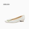 Zapatos Profesionales de Trabajo para Mujer Estilo Europeo y Americano 2026, Punta Cuadrada, Boca Baja, Hebilla Cuadrada de Charol, Tacón Medio Grueso, Cómodos y Versátiles