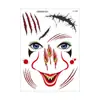 Pegatinas de Tatuaje Impermeables de Halloween, Pegatinas de Rostro de Muerte para Mascarada, Pegatinas de Tatuaje al por Mayor para Suministro Transfronterizo