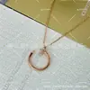 Collar de Clavo Tachonado con Diamantes para Mujer, Plata de Ley 925, Lujo Ligero, Cadena de Clavícula de Gama Alta, Moderno, Sencillo, Elegante Collar, Oro Rosa