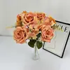Ramo Artificial de Hortensia Rosa Asiática de 7 Cabezas para Decoración de Ceremonia de Boda, Arreglo Floral para Mesa de Comedor en Casa