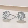 Pendientes de estrella de seis puntas chapados en plata 925 de estilo coreano, elegantes y brillantes, de cinco puntas.