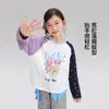 Pudding Haru Roupa de Outono Meninas Roupas Infantis 100% Algodão Camiseta Estilo Outono 2026 Desenho Infantil Bloco de Cores Manga Raglan Camiseta
