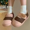 Sapatos Casuais de Inverno Femininos com Desenho Animado para Uso Externo, Quentes, com Bloqueio de Cores Criativo e Velcro, Design de Urso Fofo, Sapatos Casuais de Algodão para Uso Externo