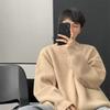 Suéter Verde de Cuello Redondo para Hombre Otoño e Invierno Estilo Hong Kong Suéter Holgado Perezoso Tejido Marca de Moda Ropa de Lana Gruesa de Invierno