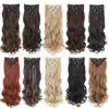 Conjunto de Sete Peças de Perucas Transfronteiriças para Mulheres, Extensões de Cabelo Ondulado Grande, Presilhas BB Clip, Estilo Europeu e Americano, 16 Presilhas, Extensões de Cabelo Sintético