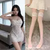 Saia Sexy de Gaze com Renda Transparente Puro Desejo Feriado Renda Francesa Transparente Malha Sexy Qqny Roupão de Suspensório