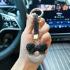 Lindo llavero de cabeza de oso de dibujos animados de diamante de arcilla degradado llavero de llave de coche colgante de paquete colgante de pareja regalo