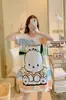 Pijama de nuevo estilo para mujer, verano, manga corta, fino, dibujos animados, lindo, holgado, camisón, vestido holgado de longitud media, ropa para casa, transmisión en vivo