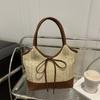 2025 Nova Bolsa de Palha de Grande Capacidade Bolsa Tote de Ombro Tecida da Moda Feminina Verão Férias à Beira-Mar Bolsa de Praia