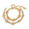 Jieding Joias Europeias e Americanas Pulseira de Aço Inoxidável Aço Titânio Não Desbota Joias de Mão para Mulheres High-End 18K Joias Transfronteiriças Atacado