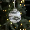 Bola de Plástico Transparente de 8 cm Bola de Navidad Rayada Polvo Pegajoso Perla Blanca Bola Colgante Decoración de Árbol de Navidad Escena