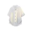 Nova camisa de malha masculina, camiseta de manga curta com gola de lapela estilo americano, novo top solto primavera-verão, camisa casual da moda