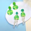Pendientes nuevos de verano 2023, con costuras geométricas personalizadas verdes, de cerámica suave, a la moda, para mujer, pendientes explosivos al por mayor