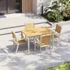 Mesas y Sillas de Exterior para Patio, Balcón, Madera Plástica para Exteriores Mesas y Sillas, Terraza de Cafetería Restaurante, Mesas y Sillas Impermeables de Ocio para Exteriores