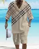 Traje Jacquard Impreso en 3D Transfronterizo para Hombre Verano Holgado Camiseta de Manga Corta Pantalones Cortos Cuello en V Traje Deportivo Traje de Dos Piezas para Hombre