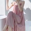 Camisón de Algodón Seda de Alta Gama Moda Estampado Fresco Espalda Descubierta Casual Primavera y Verano Vestido Largo