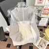 Roupa de Proteção Solar Color Block Unissex Verão Novo Fina Respirável Solta Casual Jaqueta com Capuz Roupas para a Pele Masculina