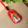 Pingente de Cinábrio com Areia Vermelha Pintada e Design de Deusa Dragão, Colar Estilo Vintage para Homens e Mulheres, Joia de Presente Auspiciosa