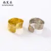 Anillo de Acero de Titanio con Textura Irregular Martillada de Moda para Mujer, Anillo Abierto Exagerado, Pequeños Accesorios de Yiwu