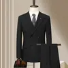 Conjunto de Traje para Hombre 2026 Primavera y Otoño Juventud Doble Botonadura Negocios Boda Traje de Novio para Hombre Alta Gama