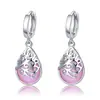 Pendientes de Ojo de Gato Moonlight para Moda Amazon Transfronteriza Pendientes de Cristal de Diamante de Vidrio Forma de Gota Pendientes de Clip para Oreja de Cristal de Imitación