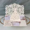 Boda Europea y Americana Hermosa Chica Estéreo Tarjeta de Felicitación Láser Invitación a Fiesta Navideña Tarjeta de Invitación de Encaje para Niña