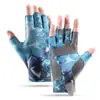 Guantes de Pesca Verano Nuevo Estilo Modelo Delgado para Hombres para Conducir y Ciclismo Transpirables Seda de Hielo Pesca al Aire Libre Tres Dedos Antideslizantes Guantes para Mujeres