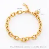 Europa y Estados Unidos estilo transfronterizo moda ins pulsera de acero de titanio todo partido estilo frío pulsera ovalada con forma de O de acero inoxidable 18K