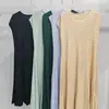 Vestido de Lujo Ligero de Alta Gama para Mujer, Elegante Cuello Redondo Manga Corta Color Sólido Simple Holgado Adelgazante Versátil Estilo Issey Miyake Vestido de Verano