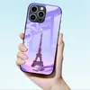 Adequado para capa de vidro temperado Apple 15, Torre Eiffel de desenho animado 17PROMAX capa protetora romântica para iPhone 16