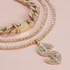 Joyería transfronteriza europea y americana, estilo hip hop, industria pesada, collar de cadena cubana con diamantes, conjunto de colgante de dólar estadounidense con diamantes retro
