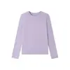 En stock ligero Lyocell-acetato-lana-Tencel suave y liso cuello redondo corte ajustado manga larga top 9936