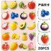 20 Piezas de Imanes de Refrigerador Magnéticos Suaves de Frutas 3D Originales, Infantiles y Realistas, Pegatinas Completamente Magnéticas DIY para Pizarra y Archivador Metálico