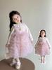 Vestido de menina Primavera 2025 Novo Estilo Vestido de Malha Vestido de Bebê de Um Ano Vestido de Princesa Infantil de Primavera e Outono