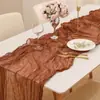 Passadeira de mesa de tecido enrugado de fio de Bali estilo europeu toalha de mesa torcida decoração de festa de casamento passadeira plissada estilo boêmio atacado