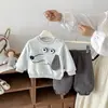 Conjunto de Dos Piezas para Bebé Niños Primavera Otoño Nuevo Sudadera con Capucha de Dibujos Animados Perro Puntos Pantalones Jogger Ropa Exterior Linda Divertida Estilo Versátil