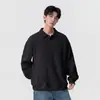 Camisa Polo de Manga Larga para Hombre Estilo Nuevo Peso Pesado Color Sólido Casual Holgada Cómoda Cuello Solapa Hombre Estilo Básico