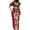 Conjunto de top e saia africana feminina algodão conjunto de saia longa saia Bazin RicheWY3712
