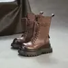 Jiezhou 2026 Nova Coleção de Outono: Botas de trabalho retrô desgastadas de couro de primeira camada, estilo britânico, sapatos femininos versáteis