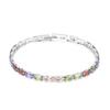Pulsera de Zirconia Colorida Sencilla de Lujo Ligero Mori Versátil para Mujer Cadena Cuadrada de Acero de Titanio Pulsera de Punto Completa de Diamantes